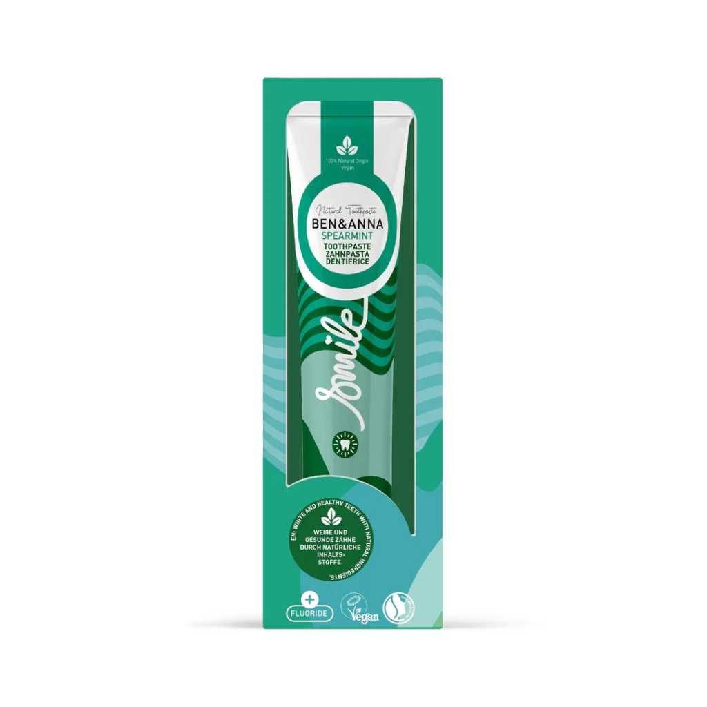 ben und anna zahnpasta tube vegan nachhaltig mit fluorid spearmint