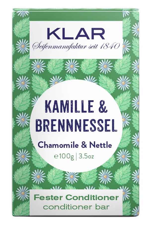 klar-seife-fester-conditioner-1-kamille-brennessel-vegan-plastikfrei-palmoelfrei